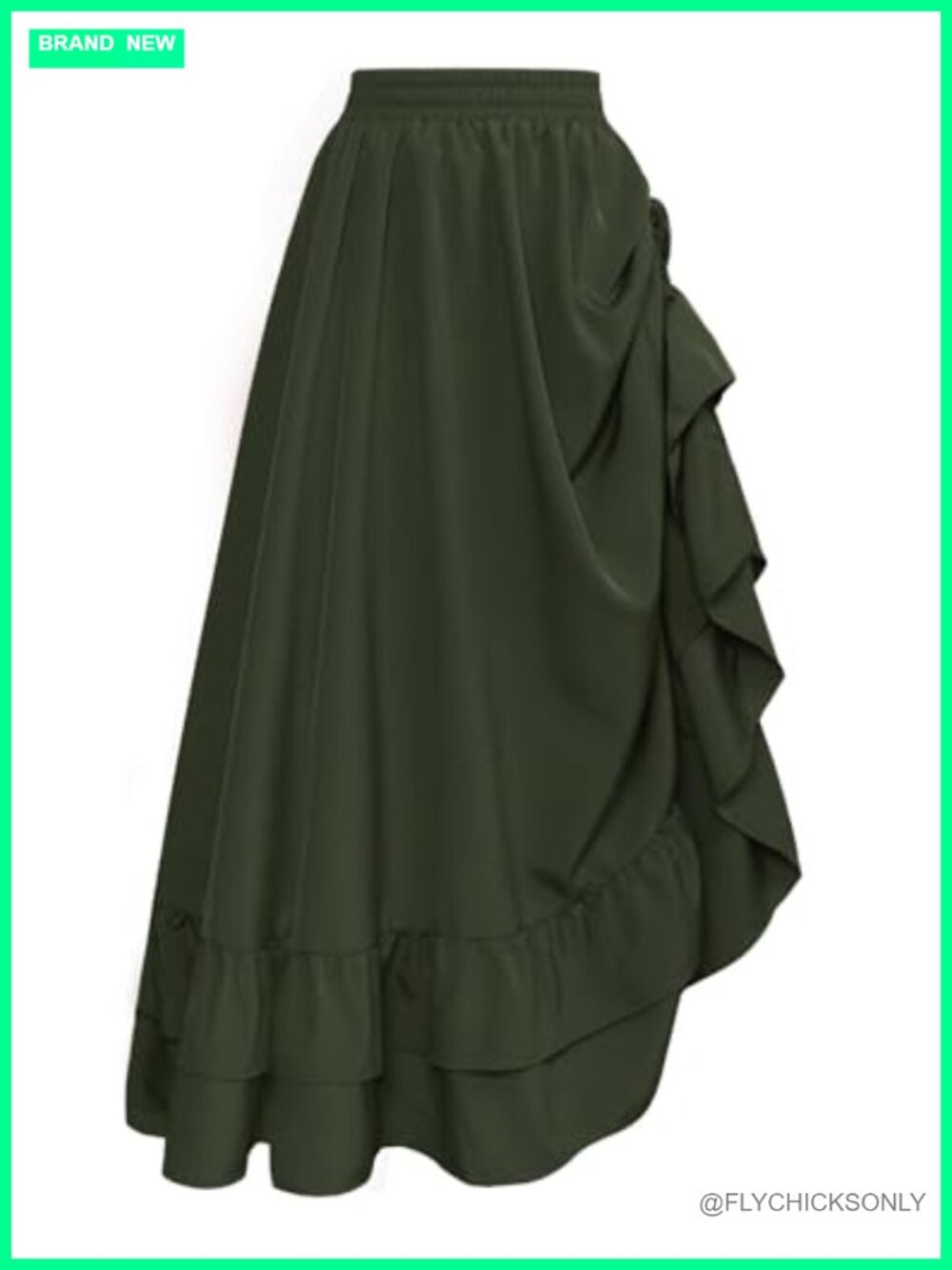 Renaissance Maxi Skirt A-Line High Waist Ruffle Hem Long Flowy